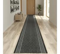 Alfombra pasillera Diamantina Antideslizante, cortable sin Ribetes, diseño de Rombos. Ideal para escaleras, entradas, pasillos y Cocina (Antracita 67x80 cm)