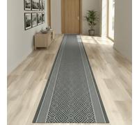 Alfombra pasillera Diamantina Antideslizante, cortable sin Ribetes, diseño de Rombos. Ideal para escaleras, entradas, pasillos y Cocina (Plata 67x40 cm)