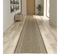 Alfombra pasillera Diamantina Antideslizante, cortable sin Ribetes, diseño de Rombos. Ideal para escaleras, entradas, pasillos y Cocina (marrón 67x575 cm)