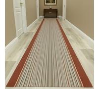 Alfombra Pasillera Larga Prisma - Diseño Moderno a Rayas - Polipropileno con Base de Gel Antideslizante - Ideal para Pasillos y Entradas - 5 Colores - Uso Interior (Prisma Naranja 67×600 cm)