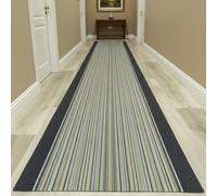 Alfombra Pasillera Larga Prisma - Diseño Moderno a Rayas - Polipropileno con Base de Gel Antideslizante - Ideal para Pasillos y Entradas - 5 Colores - Uso Interior (Prisma Antracita 67×650 cm)