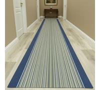 Alfombra Pasillera Prisma - Diseño Moderno a Rayas - Polipropileno con Base de Gel Antideslizante - Ideal para Pasillos y Entradas - 5 Colores - Uso Interior (Prisma Azul 67×300 cm)