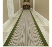 Alfombra Pasillera Prisma - Diseño Moderno a Rayas - Polipropileno con Base de Gel Antideslizante - Ideal para Pasillos y Entradas - 5 Colores - Uso Interior (Prisma Verde 67×150 cm)