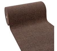 Alfombra Pasillo Exterior Interior H100 cm Tira A Rayas Marrón Moqueta Gruesa