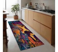 Alfombra Pasillo Larga 40 x 120 cm Pintura Al Óleo Animal Zorro Plantas Flores Frescas Alfombra Cocina Lavable Antideslizante, Fantasía Pelo Corto Larga Alfombras para Pasillo Cocina Comedor Entrada