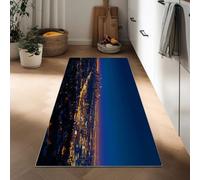 Alfombra Pasillo Larga 50 x 140 cm, Alfombras Cocina Lavable Paisaje Nocturno Horizonte Cielo Antideslizante Tapetes Pelo Corto Arquitectura Urbana para Sala Corredor Dormitorio Comedor Entrada