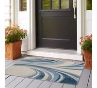 Alfombra Pasillo Larga 60x210 cm Alfombras Cocina Lavable Antideslizante Tapetes Geometría de Curvas de abstracción para Sala Habitacion Dormitorio Comedor Larga Carpet Azul Marino