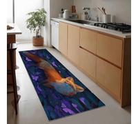 Alfombra Pasillo Larga 75 x 200 cm Animal Cielo Estrellado Zorro Mariposa Alfombra Cocina Lavable Antideslizante, Fantasía Pelo Corto Larga Alfombras para Pasillo Cocina Lavadero Comedor Entrada