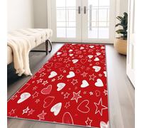 Alfombra Pasillo Larga Amor de Dibujos Animados en Forma de corazón Alfombra Cocina Lavable Antideslizante Alfombras de Pasillo 80x200 cm para Pasillo Cocina Entrada Habitacion Rojo