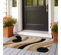 Alfombra Pasillo Larga Curvas Geometría Retro Alfombra Cocina Lavable Antideslizante Alfombras de Pasillo 60x210 cm para Pasillo Cocina Entrada Habitacion Beige Gris Oscuro