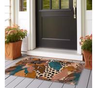 Alfombra Pasillo Larga Estampado de Leopardo Floral Retro Alfombra Cocina Lavable Antideslizante Alfombras de Pasillo 60x240 cm para Pasillo Cocina Entrada Habitacion Amarillo Mostaza, Verde y Azul