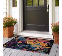 Alfombra Pasillo Larga Gato Lindo Garabato Alfombra Cocina Lavable Antideslizante Alfombras de Pasillo 60x150 cm para Pasillo Cocina Entrada Habitacion Azul