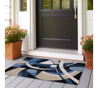 Alfombra Pasillo Larga Geometría Curvas Dinamismo Alfombra Cocina Lavable Antideslizante Alfombras de Pasillo 60x240 cm para Pasillo Cocina Entrada Habitacion Azul Marino Beige