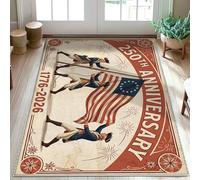 Alfombra patriótica vintage con diseño de estrella soldado para aniversario, alfombra rectangular de pelo bajo, no se desprende, para baño, entrada, mesita de noche, puerta, 3 x 5 pies