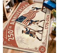 Alfombra patriótica vintage con diseño de estrella soldado para aniversario, color rojo, de pelo bajo, suave, rectangular, resistente a las manchas, para sala de estar, dormitorio, cocina, pasillo