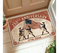 Alfombra patriótica vintage con diseño de estrella soldado para aniversario, color rojo, pelo bajo, para interiores, no se desprende, para baño, entrada, mesita de noche, lavandería, decoración de 2 x