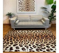 Alfombra pequeña de 32 x 48 pulgadas, estampado de leopardo negro, blanco, amarillo, marrón, naranja, 80 x 120 cm, lavable, para entrada, sala de estar, dormitorio, comedor y cocina