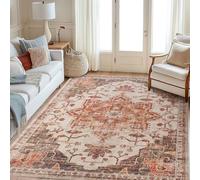 Alfombra pequeña de 60 x 120 cm, diseño floral envejecido, vintage, moderno, decoración de granja, rojo, naranja, 60 x 120 cm, alfombra para entrada, cocina, pasillo, dormitorio, mesita de noche