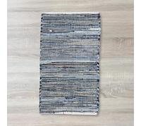 Alfombra pequeña de yute de algodón reciclado - 50x90cm - Azul