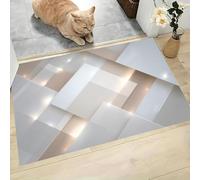 Alfombra Pequeña Entrada Casa, 40x60cm Felpudo Bloques De Colores Geométricos 3D Antideslizante Lavables en Lavadora Tapetes Pelo Corto Minimalismo Perfil Bajo para Entrada, Cocina, Habitacion, Beige