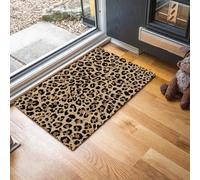 Alfombra Pequeña Entrada Casa, 60x90cm Felpudo Estampado Leopardo Antideslizante Lavables en Lavadora Tapetes Pelo Corto Salvaje Primitivo Perfil Bajo para Entrada, Cocina, Habitacion, Marrón Oscuro