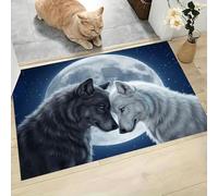 Alfombra Pequeña Entrada Casa60x120cm Felpudo Hablando Amor Loboso Antideslizante Lavables en Lavadora Tapetes Pelo Corto Misterioso Y Realista Perfil Bajo para Entrada, Cocina, Habitacion, Azul