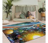 Alfombra pequeña para sala de estar, dormitorio, 80 x 120 cm, suave, antideslizante, pelo corto, comedor, loft, camino de entrada, moderno, cielo estrellado, multicolor, azul