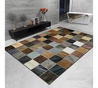 Alfombra pequeña para sala de estar, dormitorio, 80 x 120 cm, suave, antideslizante, pelo corto, comedor, loft, camino de noche, entrada, moderno mosaico geométrico en multicolor, amarillo-marrón,