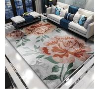 Alfombra pequeña para sala de estar, dormitorio, 80 x 120 cm, suave, antideslizante, pelo corto, comedor, loft, camino de noche, entrada, flores tradicionales retro en rojo viejo, gris,