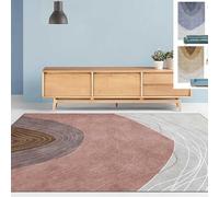 Alfombra pequeña para sala de estar, dormitorio, 80 x 120 cm, suave, antideslizante, pelo corto, comedor, loft, camino de noche, entrada, moderno, abstracto, rosa,