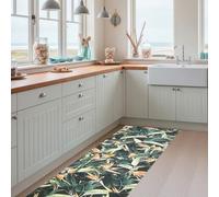 Alfombra pequeña Vinílica Digitalizada, Hojas tropicales ,Prisma, Distintos Tamaños, Moderno, Diseño y Resistencia para Tu Espacio, Cocina, Salón Comedor, Suelo PVC (67 x 100 cm, TROPICAL)
