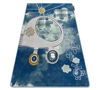 Alfombra PETIT HELICOPTER helicóptero aviones azul 80x150 cm