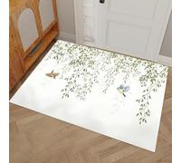 Alfombra Pintura Tradicional Con Tinta de Pelo Corto, 80x120cm Felpudo Entrada Casa Ramas De Sauce Y Pájaros Antideslizante fácil de Limpiar Tapetes para Habitacion Comedor Dormitorio, Verde Claro