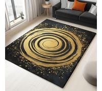 Alfombra Poliéster Patrón De Espiral Abstracto - Alfombras Modernas De Felpa Súper Suave para Sala De Estar 80 X 150 Cm Rectangular Tapis para Entrada, Vestíbulo, Escaleras, Negro