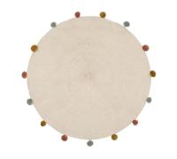 Atmosphera - Alfombra Infantil - algodón y Pompones - Beige - D90 cm