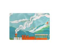 Alfombra Pueblo De Dibujos Animados Lavable Alfombra Entrada Interior Fino Felpudo Entrada Casa para Balcón Casa Cocina 60X40Cm