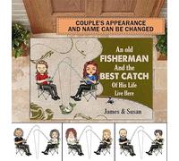 Alfombra Puerta Antideslizante Felpudo De Entrada Divertidos Tapete para Puerta para Cuarto Pasillo Cocina 40X60Cm Un Viejo Pescador Y La Mejor Pesca De Su Vida Viven Aquí