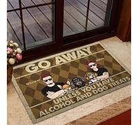 Alfombra Puerta Divertidos Felpudo De Entrada Antideslizante Tapete para Puerta para Jardín Cocina Pasillo 40X60Cm Vete A Menos Que Tengas Alcohol Y Golosinas para Perros.
