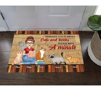 Alfombra Puerta Divertidos Felpudo De Entrada Fácil De Limpiar Tapete para Puerta para Cocina Trasera Delantera Cuarto 40X60Cm Probablemente Gatos Y Libros Atascados. por Favor, Espere Un Minuto.