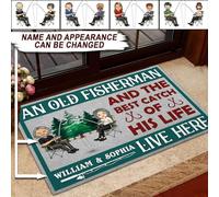Alfombra Puerta Duradero Felpudo De Entrada Cómodo Alfombra De Baño para Jardín Pasillo Entrada Casa 40X60Cm Un Viejo Pescador Y La Mejor Pesca De Su Vida Viven Aquí