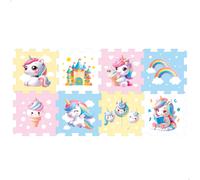 ColorBaby C'Baby Alfombra Puzzle bebé, Unicornio, 114x58 cm, 8 Piezas, Tapete Acolchado bebés, Manta de Juegos Acolchada, Rompecabezas de Goma eva, Alfombrilla Juego niños +24 Meses (39125)