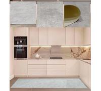 Alfombra PVC lisa de color beige efecto cemento - Larga para pasillo, corre caminos, para cocina y fácil limpieza/ 65 x 550 cm / Beige
