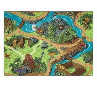 ALFOMBRA REBEL ROADS Dino World 29 Dinosaurios antideslizante para niños - gris / verde 95x133 cm