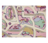 ALFOMBRA REBEL ROADS Playtime 63 Pequeño pueblo antideslizante para niños - rosado / beige 140x200 cm
