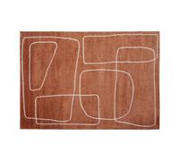Alfombra rectangular 160 x 230 cm Line Art terracota y blanco TIANA