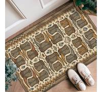 Alfombra rectangular con diseño de botas y flores rústicas occidentales, cactus, color marrón, antideslizante, borde antideslizante, para cocina, baño, entrada, mesita de noche, 2 x 3 pies