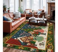 Alfombra rectangular con diseño de cascanueces, árbol festivo de Navidad, bastón de caramelo, color verde, antideslizante, borde trasero, para sala de estar, dormitorio, comedor, escritorio, oficina