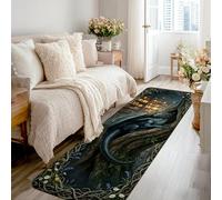 Alfombra rectangular con diseño de dragón, diseño de árbol místico, color azul, antideslizante, estética, rectangular, para cocina, puerta, entrada, mesita de noche, 2 x 8 pies