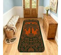 Alfombra rectangular con diseño de palmeras tropicales y bohemias, hojas verdes de verano, de pelo bajo, no se desprende, para cocina, entrada, mesita de noche, lavandería, decoración de 2 x 5 pies