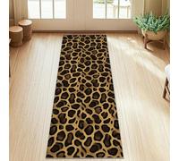 Alfombra rectangular con estampado de leopardo, patrón de lunares contemporáneos, color marrón, borde de pelo bajo, para cocina, entrada, mesita de noche, lavandería, decoración de 2 x 5 pies